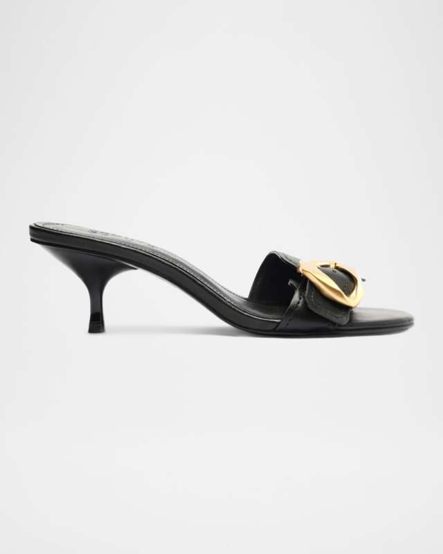 Olga Leather Buckle Slide Sandals